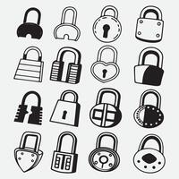 A set of different types of lock and key icons vector