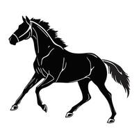 A black and white silhouette of a horse running vector