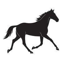 A black silhouette of a horse running vector