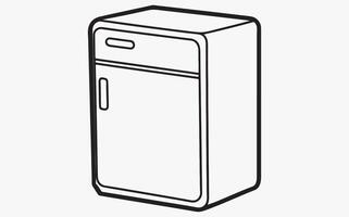 A drawing of a refrigerator on a white background vector