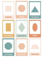Educational flashcards for learning simple geometric shapes for children vector