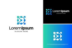 Abstract pixel tech logo design template vector