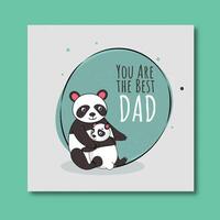 Happy Father's Day Greeting Card with You Are The Best Dad Message Text, Bear Father and Child Embracing Together Illustration. vector