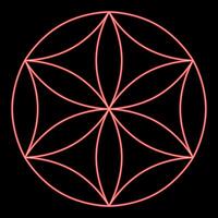 Neon flower of life red color style vector
