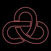 Neon gordian knot Sacred geometry symbol red color style vector