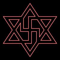 Neon raelism symbol David star of the galaxy Raeliteli red color vector