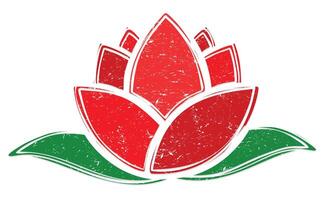 Logo of red flower with leaves. vector
