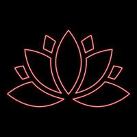 Neon lotus lily water flower red color style vector