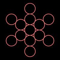Neon fruit of life symbol Sacred geometry red color style vector