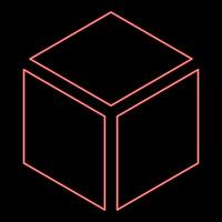 Neon hexagedron Sacred geometry symbol red color style vector