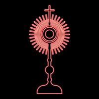 Neon monstrance Christi Sacrament of the eucharist red color style vector