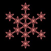 Neon flower of life Sacred geometry color red vector