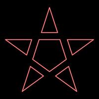 Neon pentagram Neo paganism sign five pointed star red color style vector