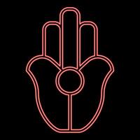 Neon symbol Natib Qadish Kappu palm Hamsa Levantian neo paganism neopaganism religious symbol Hand indian paganism red color vector