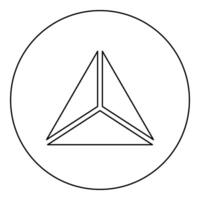 Pyramid shape triangle view from above Sacred geometry icon in circle round black color outline line thin vector