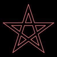Neon pentagram Neo paganism sign five pointed star red color vector