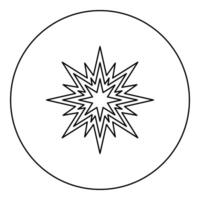Star Bethlehem Christmas icon in circle round black color outline contour thin vector