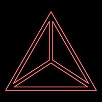 Neon pyramid shape triangle view from above Sacred geometry red color vector