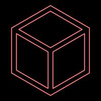 Neon hexagedron Sacred geometry symbol red color vector