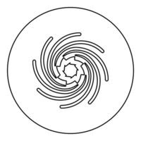 Gold spiral Sacred geometry symbol icon in circle round black color outline contour line vector