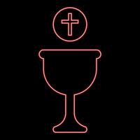 Neon corpus christi holy communion red color style vector