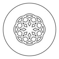 Flower of life Sacred geometry icon in circle round black outline vector