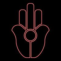 Neon symbol Natib Qadish Kappu palm Hamsa Levantian neo paganism neopaganism religious symbol Hand indian paganism red color style vector