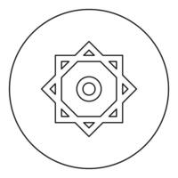 Symbol Rub el Hizb Islam Ramadan equilibrium of static dynamic Sacred geometry icon in circle round black color outline line thin vector