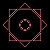 Neon symbol Rub el Hizb Islam Ramadan equilibrium of static dynamic Sacred geometry red color style vector
