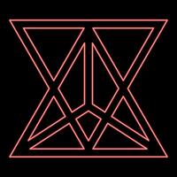 Neon star tetrahedron Sacred geometry red color vector