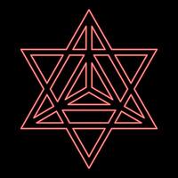Neon star tetra Sacred geometry symbol red color style vector