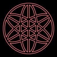 Neon equilibrium sacred geometry symbol red color vector
