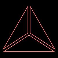 Neon pyramid shape triangle view from above Sacred geometry red color style vector