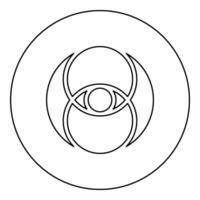 Vesica piscis eye gold sacred geometry symbol icon in circle round black color outline contour line thin vector