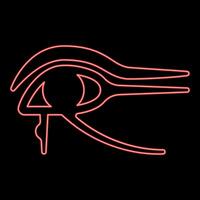 Neon eye god Horus Egyptian symbol mystical protective amulet of Pharaohs paganism Uadzhat sign Uadzhet red color style vector