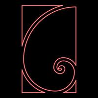 Neon golden ratio section Sacred geometry symbol ration proportions red color vector