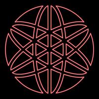 Neon equilibrium sacred geometry symbol red color style vector