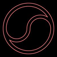 Neon yin Yang Taoism symbol harmony equilibrium concept red color style vector
