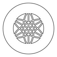 Equilibrium sacred geometry symbol icon in circle round black color outline contour line vector