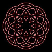 Neon flower of life Sacred geometry red color style vector