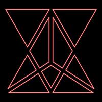 Neon star tetrahedron Sacred geometry red color style vector