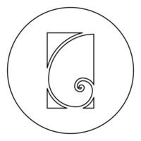 Golden ratio section Sacred geometry symbol ration proportions icon in circle round black color outline contour thin vector