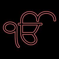 Neon iK Oankar Ek Onkar symbol of Sikh religion Punjab red color style vector