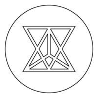 Star tetrahedron Sacred geometry icon in circle round black color outline contour line vector