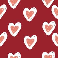 A red and white heart pattern with white hearts vector