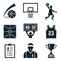 Flat Basketball Icons Set - Clean and Modern. vector