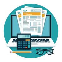 Tax Preparation Concept with Clean Flat Graphics. vector