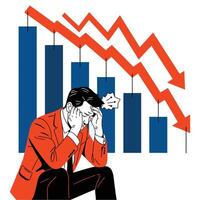 A man in a suit is sitting on the ground with his head in his hands vector