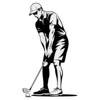 Golf player in black and white silhouette vector