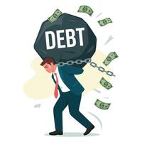 A man carrying a rock with the word debt on it vector
